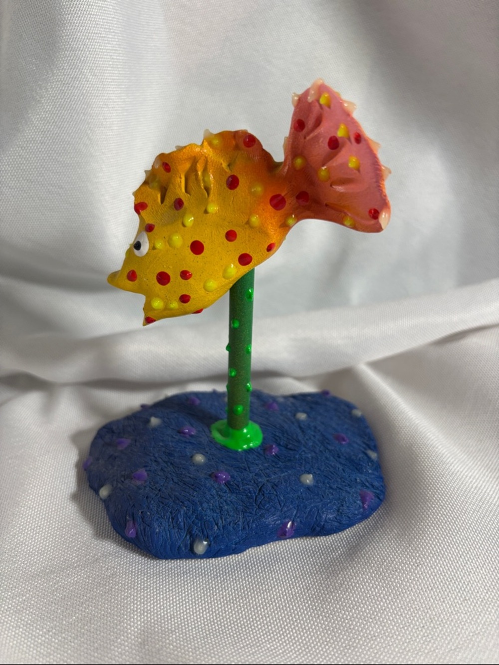Yellow and Pink Decorative Fish Accent Piece